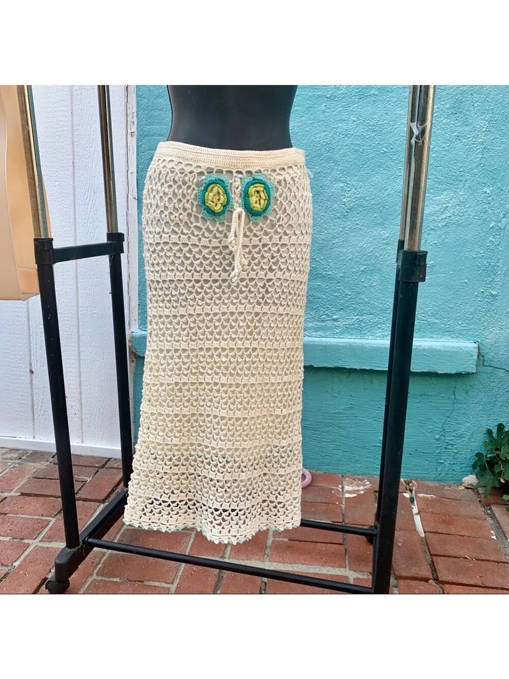 VINTAGE 90s COTTON CROCHET CONVERTIBLE DRESS OR SKIRT MADE IN FRANCE